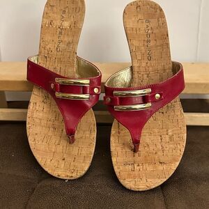 Bandolino Dark Pink Cork Sandals